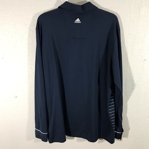 Adidas Climalite Navy Blue Stripe Polo Long Sleeve Shirt size XL - Picture 3 of 5